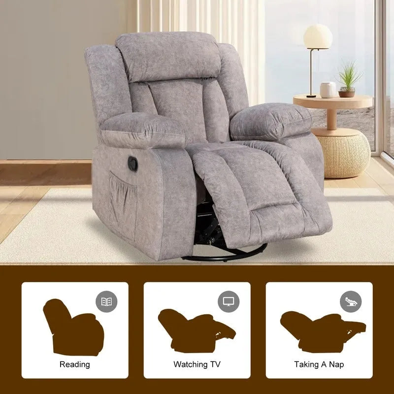 Upholstered Recliner with Rocking and Swiveling Features - image 29