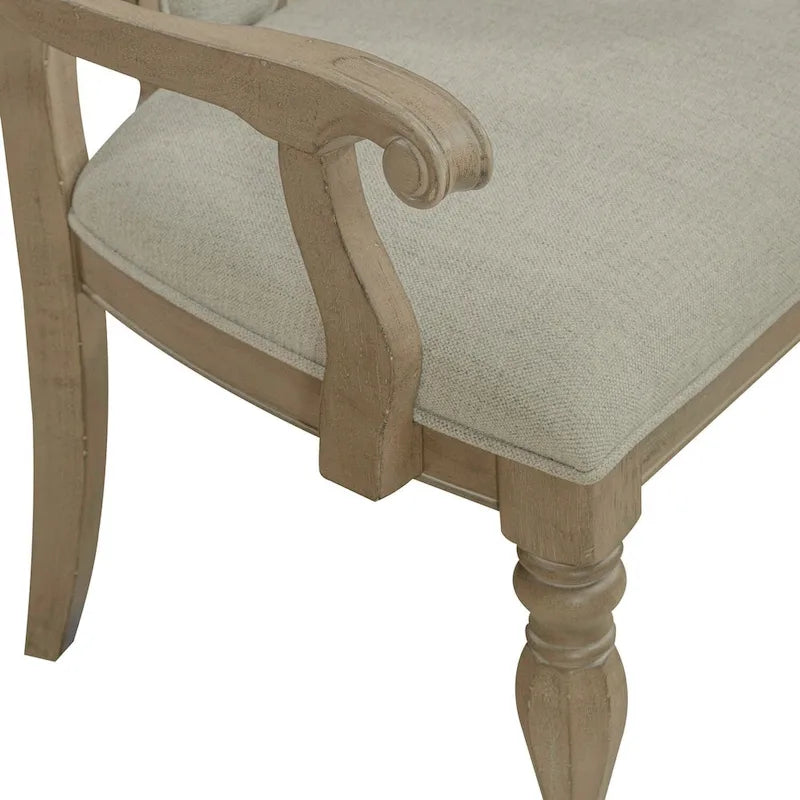 Set of 2 Magnolia Manor Weathered Bisque Upholstered Arm Chairs with Splat Back Design - image 10