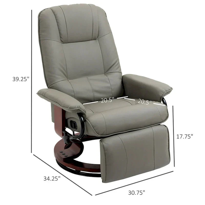 HomCom Faux Leather Adjustable Manual Swivel Base Recliner Chair with Comfortable and Relaxing Footrest - image 18