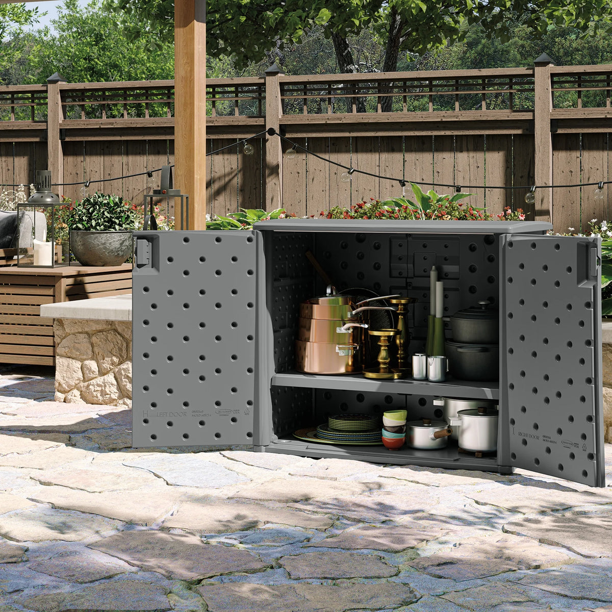 Suncast Outdoor 97-gallon Cabinet Deck Storage Box, Gray - image 9