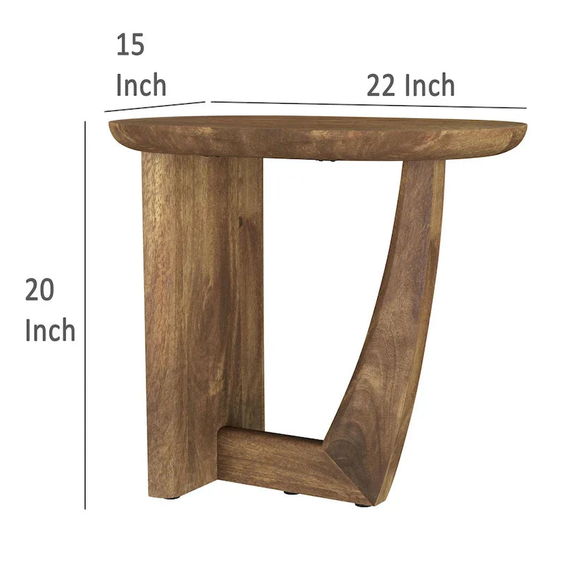 Leti L-Shaped Side End Table with 22-Inch Brown Mango Wood Top - image 5