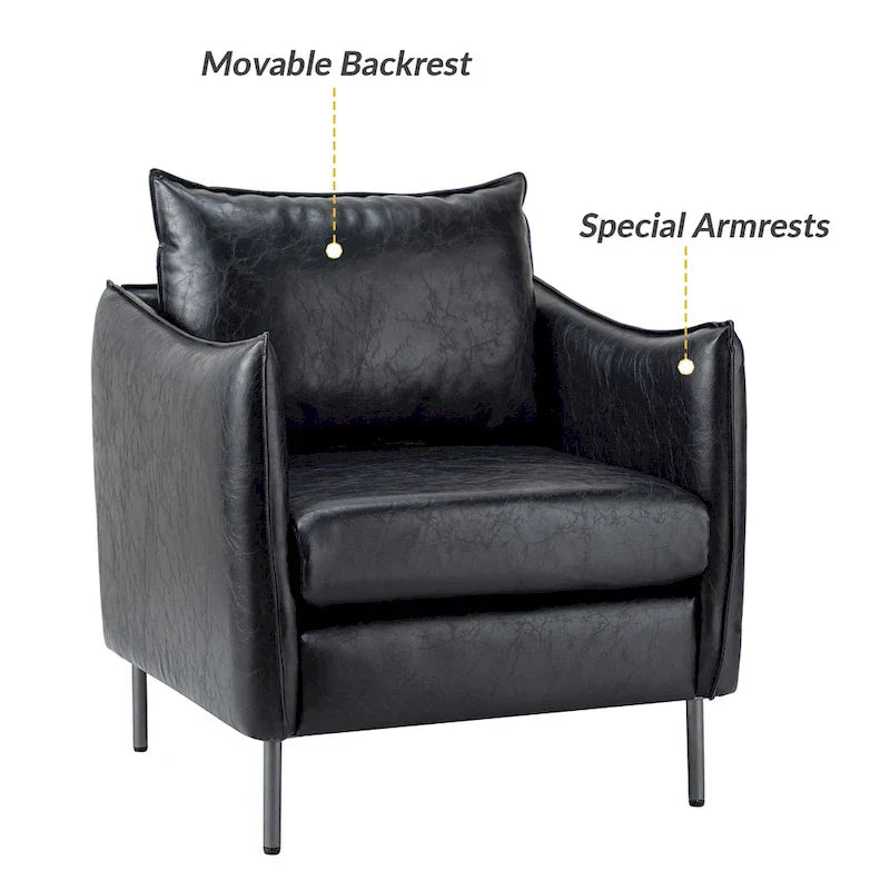 Set of 2 Jaime Modern Vegan Leather Accent Chairs with Metal Legs by HULALA HOME - image 31