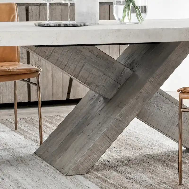 Modern Dining Table with Concrete Top and X Shape Base - image 8