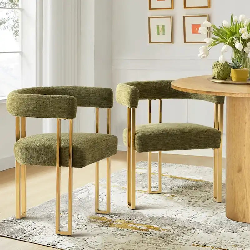 Set of 2 Chenille Upholstered Armchairs - image 15