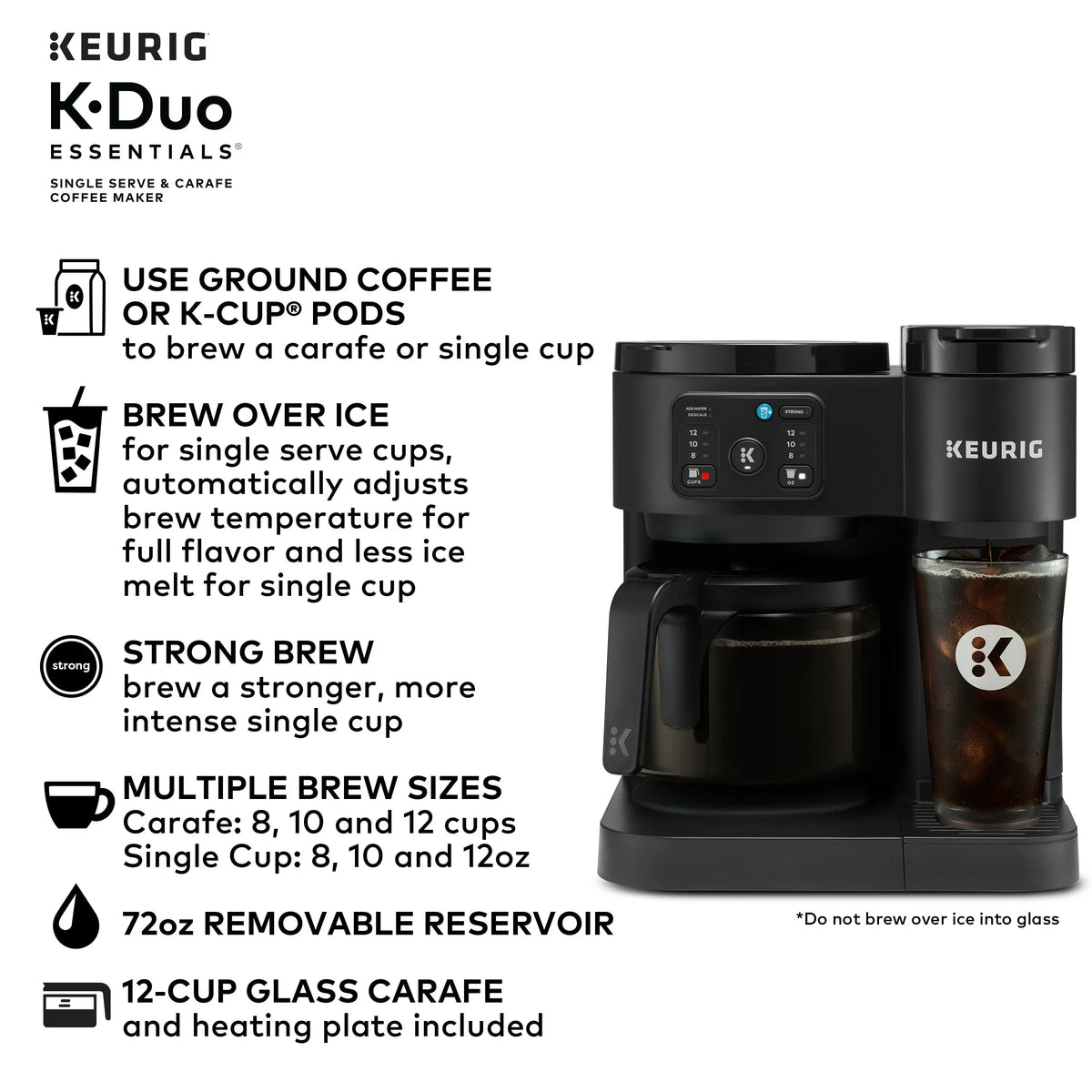 Keurig K-Duo Essentials, Hot & Iced Single-Serve K-Cup Pod Coffee Maker & Carafe,  Moonlight Grey - image 11