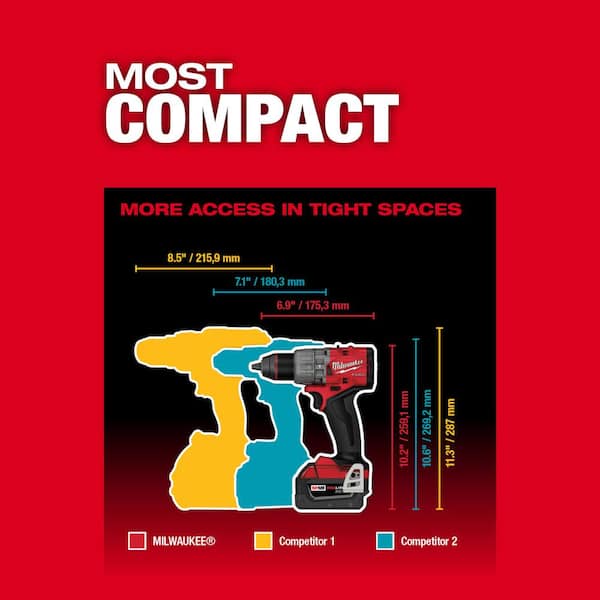 M18 FUEL 18V Lithium-Ion Brushless Cordless Hammer Drill (Tool-Only) W/SHOCKWAVE Carbide Hammer Drill Bit Set (5-Piece) - image 6