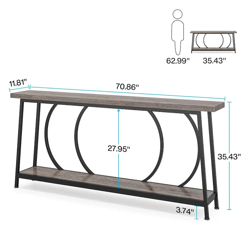 70.9-Inch Extra Long Narrow Console Table with Storage for Sofa or Couch - image 7