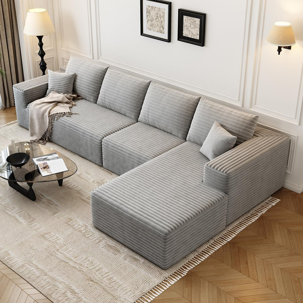 107.5" Cloud Modular Sectional Sofa Couch with L-Shape Chaise,Modern Minimalist Upholstered Couches for Living Room Bedroom,Deep Seat Corner Couch .No Assembly Required (Black,Left Facing Chaise) - image 17