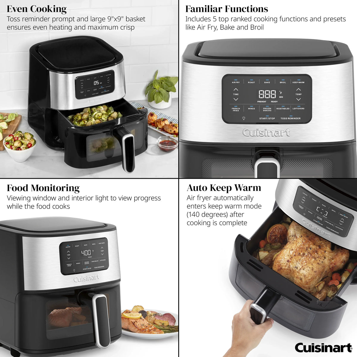 Open Box Cuisinart Air Fryer Oven - 6-Quart Basket Stainless Steel Air Fryer - Dishwasher-Safe Parts with 5 Presets - Roast, Bake, Broil, Air Fry and Keep Warm - Quick and Easy Meals - AIR-200 - image 5