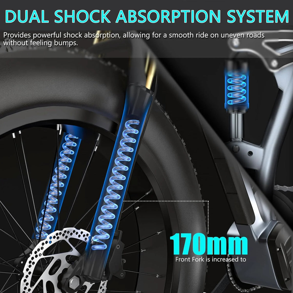 Electric Bike for Adults 26'', 1000W E - Mountain Bike 48V 30/20ah UL2849 Removable Battery, Fat Tire Ebike up to - image 45