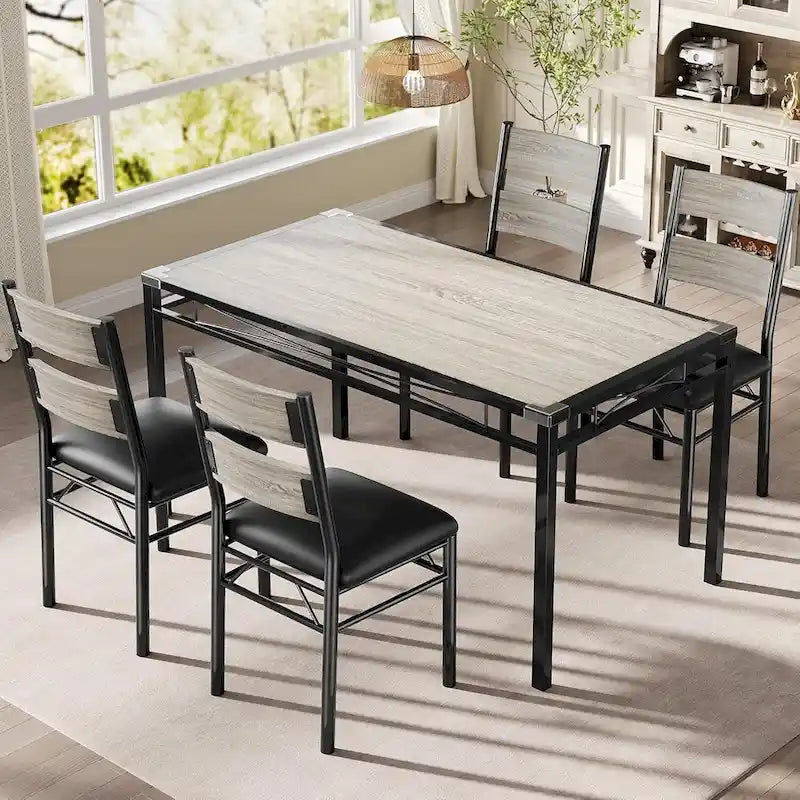 5-Piece Dining Table Set for 4 – Space-Saving Kitchen Set with Upholstered Chairs - image 9