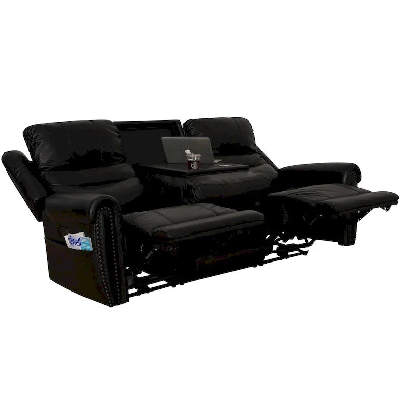 Authentic Leather Black Power Recliner Sofa Set: Loveseat and Recliner with Adjustable Headrest and Extendable Footrest - image 23