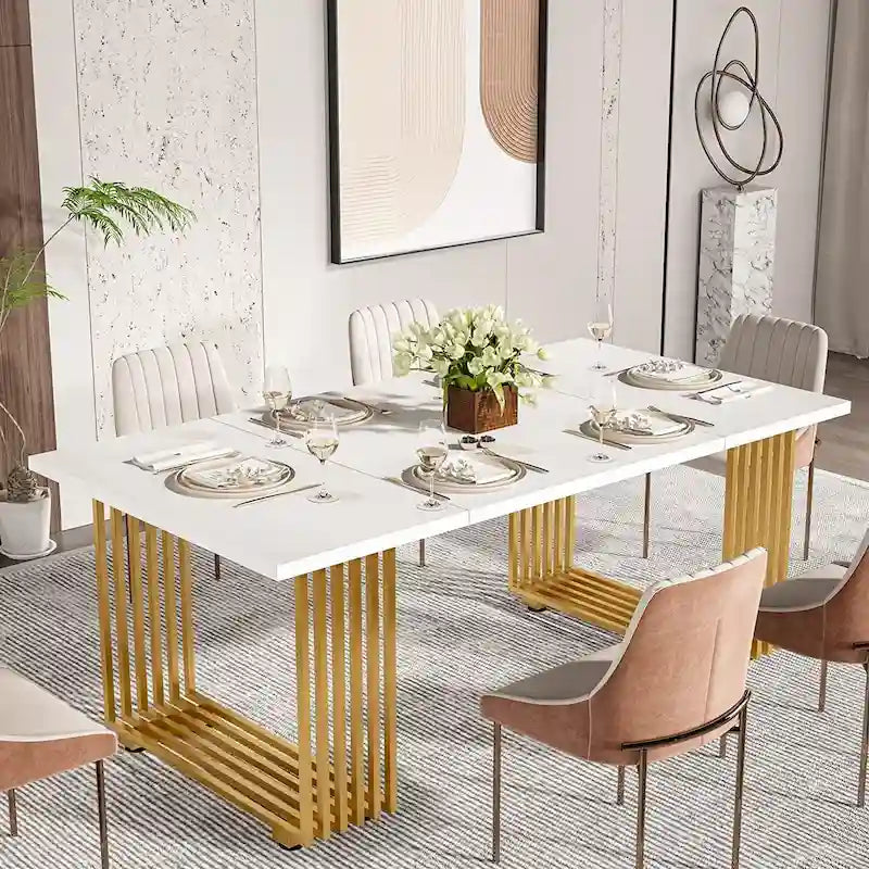 Contemporary 70.8-Inch White Dining Table for 6-8 Guests - image 2