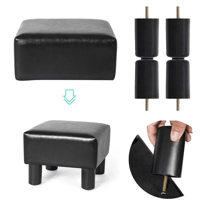 Adeco Faux Leather Footrest Ottoman with Plush Upholstery - image 5