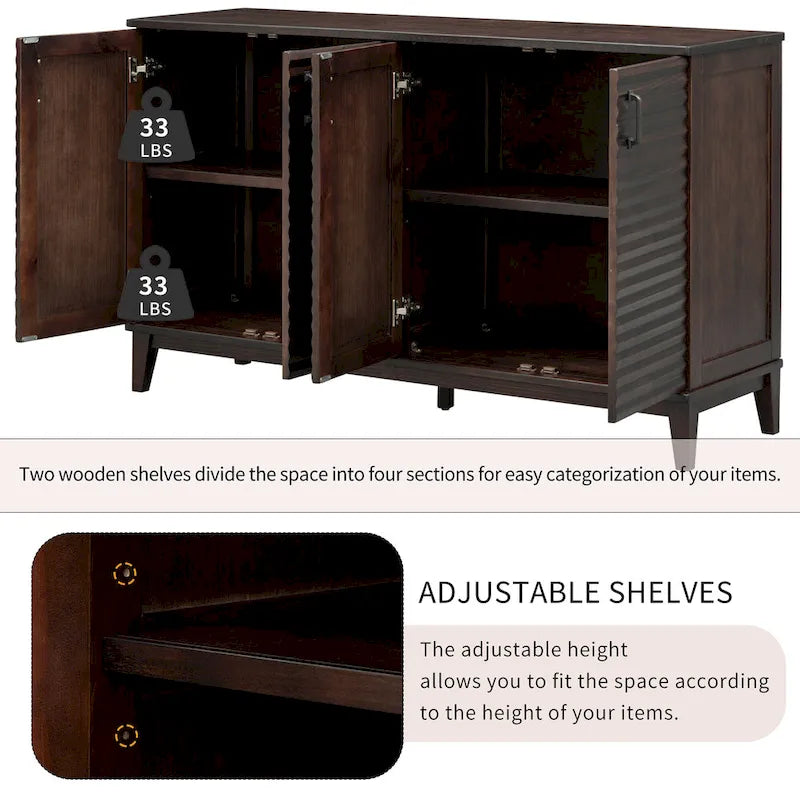 Large 4-Door Sideboard Buffet with Adjustable Shelves for Ample Storage - image 19
