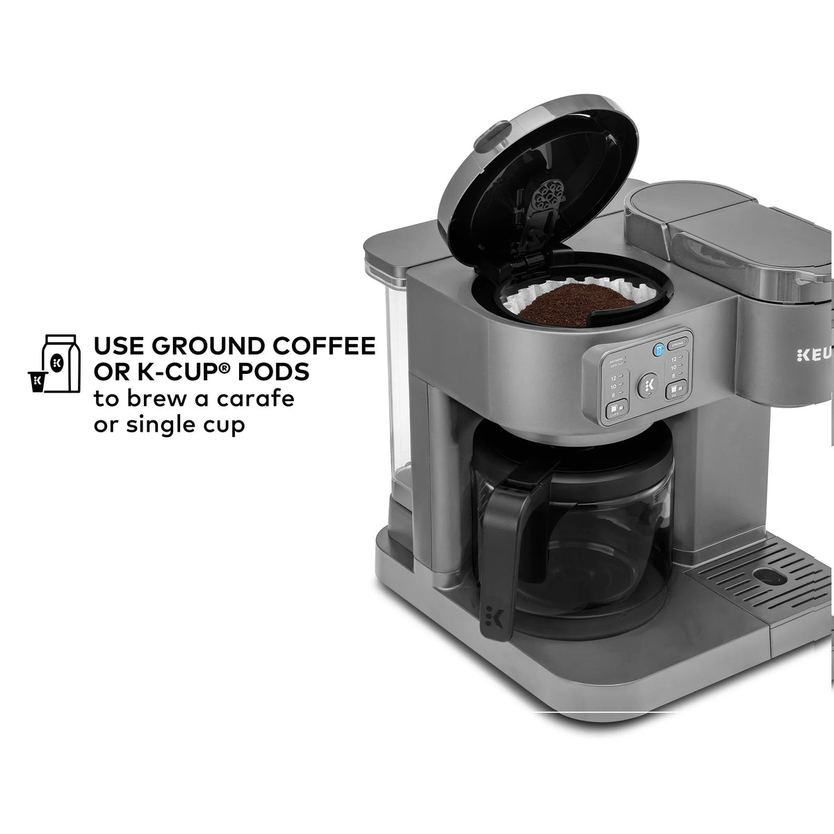 Keurig K-Duo Essentials, Hot & Iced Single-Serve K-Cup Pod Coffee Maker & Carafe,  Moonlight Grey - image 6