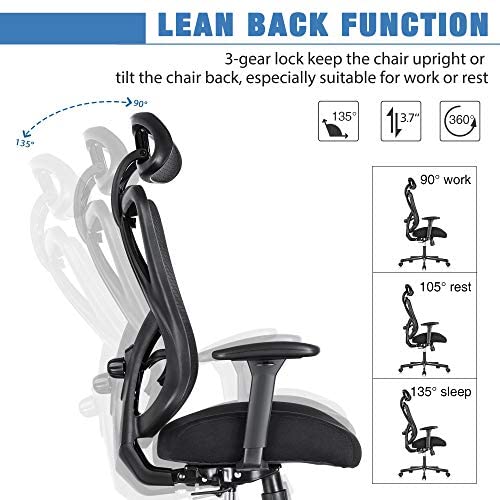 SUNNOW Ergonomic Office Chair, Mesh Computer Desk Chair , High Back Executive Task Chair - image 7