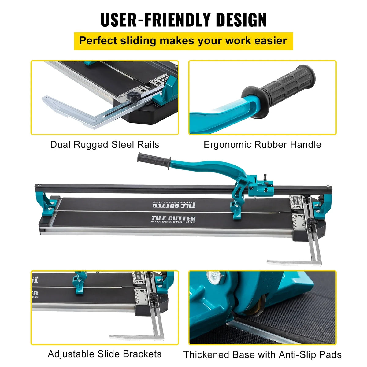 VEVOR Tile Cutter 31 Inch,Manual Tile Cutter Single Rail with Precise Laser Positioning, Alloy Cutter Wheel with Ergonomic Handle, Accurate Rulers - image 6