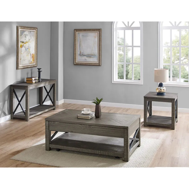 Lift Top Coffee Table with Hidden Storage and Shelf - image 5