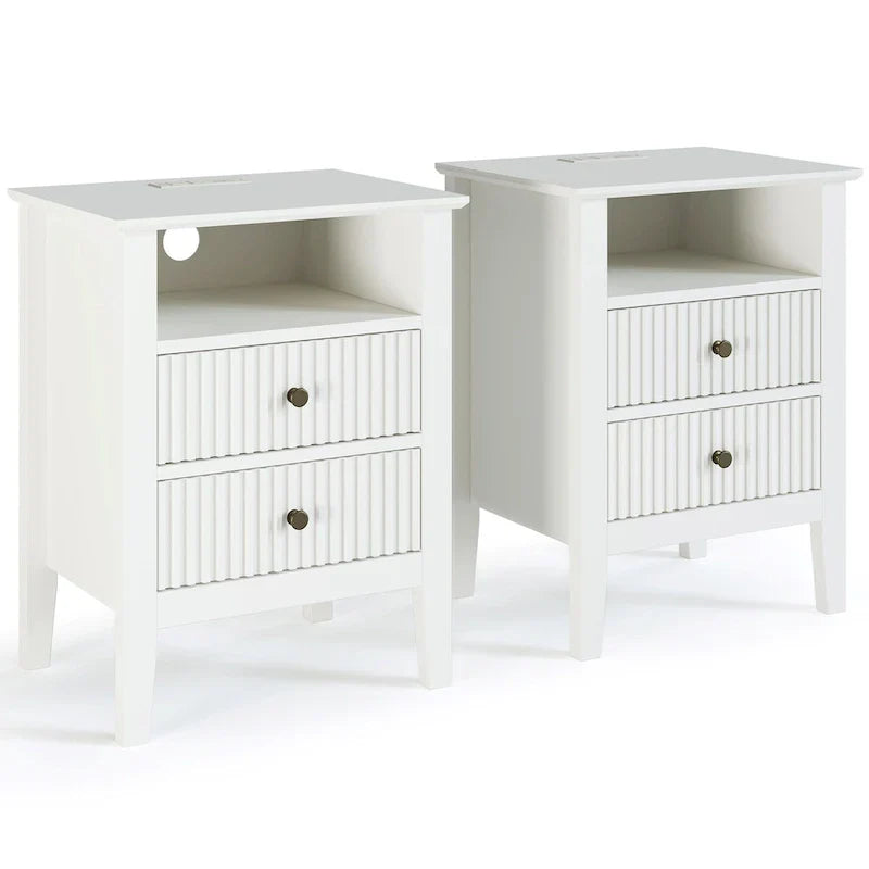 Set of 2 Nightstands with 2 Drawers and Built-in Charging Station - image 4