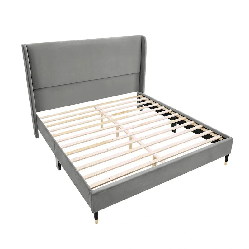Roundhill Furniture Rozitta Upholstered Wingback Bed with Platform Design - image 21