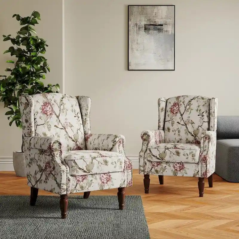 Pair of Stylish Upholstered Accent Chairs with Patterns for Living Room - image 5