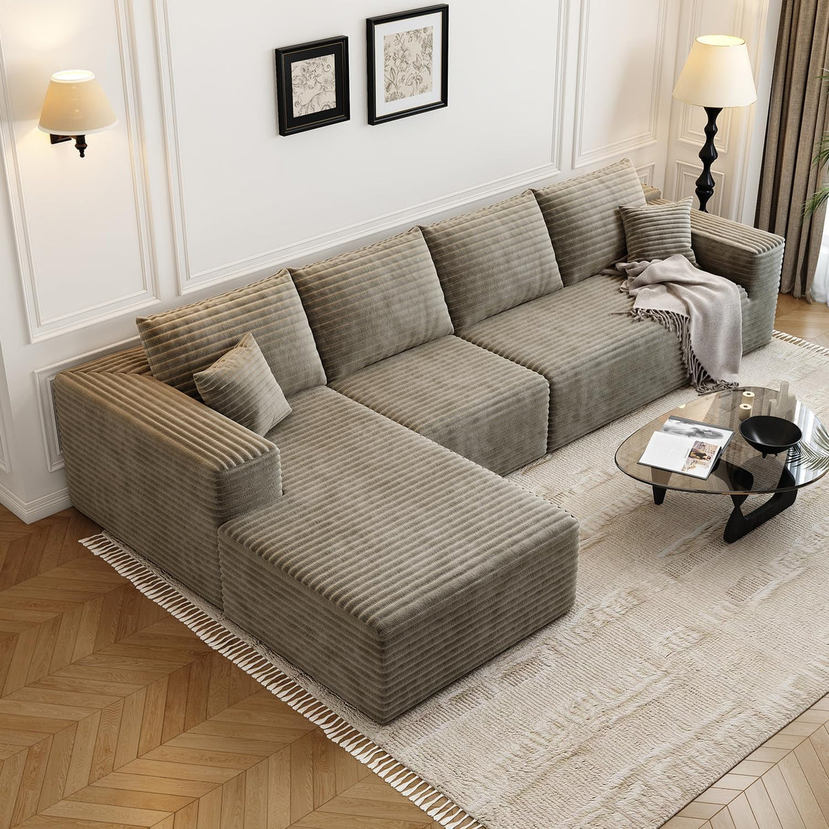 107.5" Cloud Modular Sectional Sofa Couch with L-Shape Chaise,Modern Minimalist Upholstered Couches for Living Room Bedroom,Deep Seat Corner Couch .No Assembly Required (Black,Left Facing Chaise) - image 30