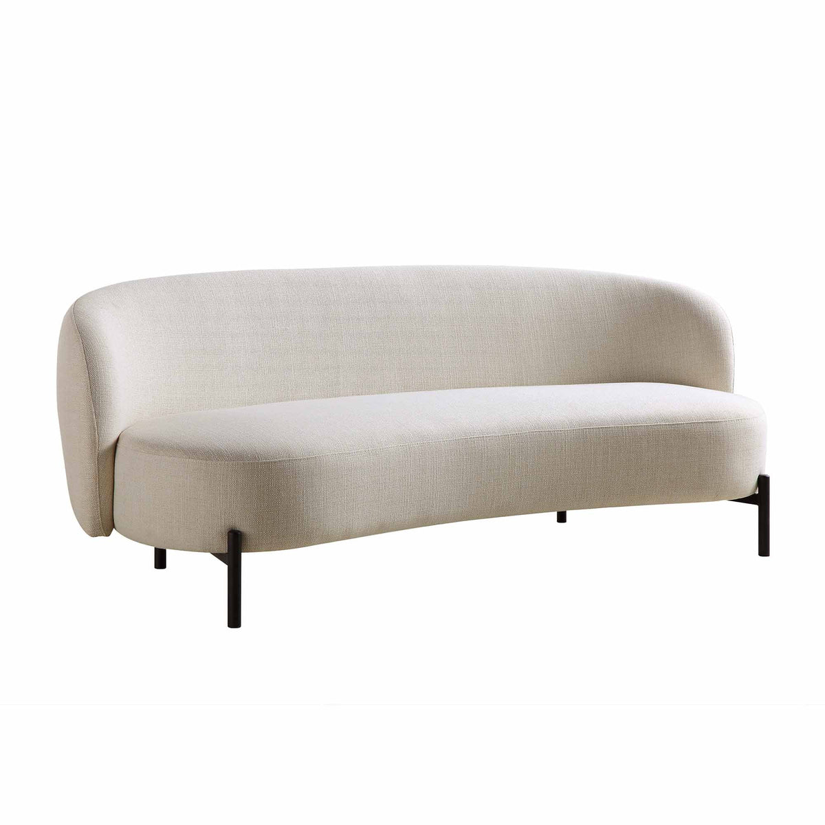 3-Seater Curved Sofa with Ball Cushions, Beige Linen Blend - image 8