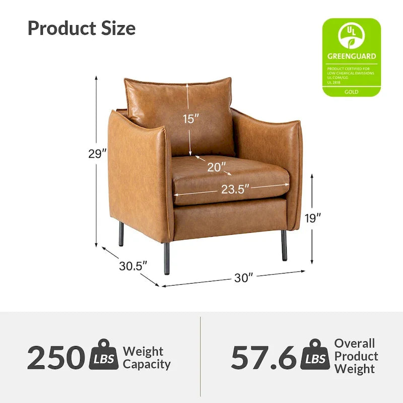 Set of 2 Jaime Modern Vegan Leather Accent Chairs with Metal Legs by HULALA HOME - image 13