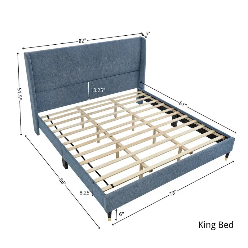 Roundhill Furniture Rozitta Upholstered Wingback Bed with Platform Design - image 29