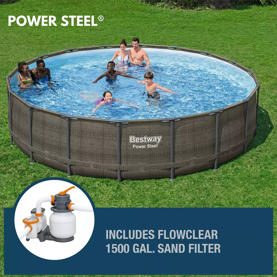 Bestway Power Steel 18-ft x 48-in Round Above-Ground Pool Set - image 1
