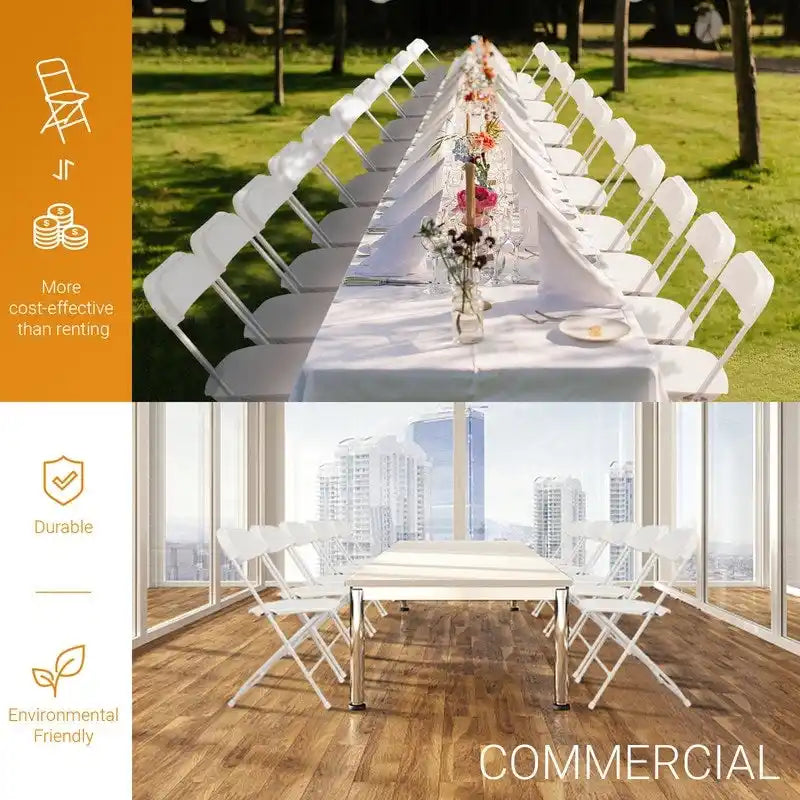 Set of 4 Portable Stackable Plastic Folding Chairs with Steel Frame for Indoor and Outdoor Events - image 7