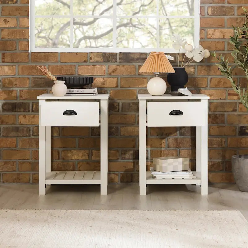Set of 2 Middlebrook Farmhouse Nightstands with One Drawer - image 16