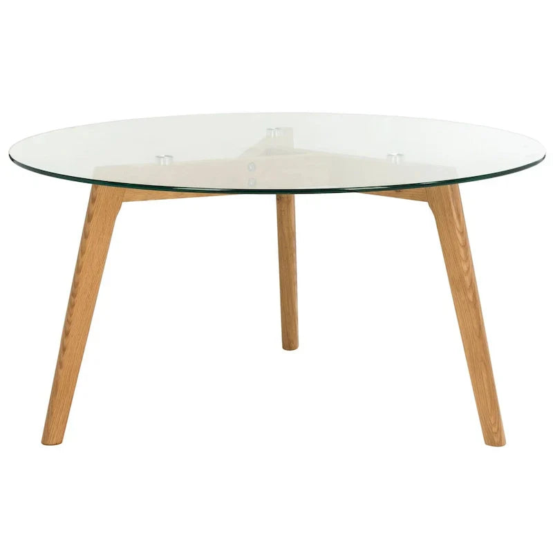 SAFAVIEH Rachelle Mid-Century Round Glass Coffee Table - Dimensions: 35.4" W x 35.4" D x 17.7" H - image 2