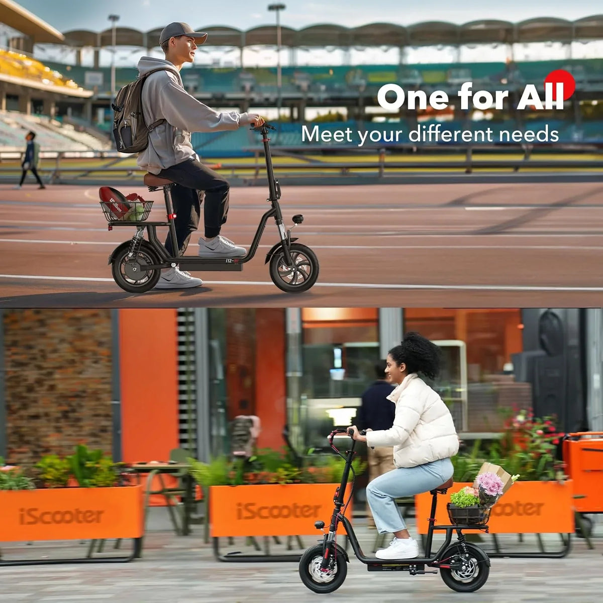 iScooter electric scooter with seat, 37/21 mile range, 28/19/15.6 mph top speed, dual suspension scooter with basket - image 42