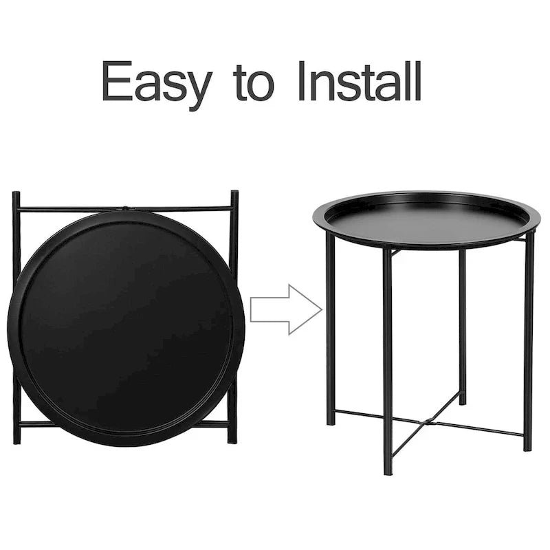 Javlergo Set of 2 Folding Round Steel TV Tray Tables - Compact Side Tables, No Assembly Needed - Dimensions: 18.5 x 18.5 x 19.7 in - image 38
