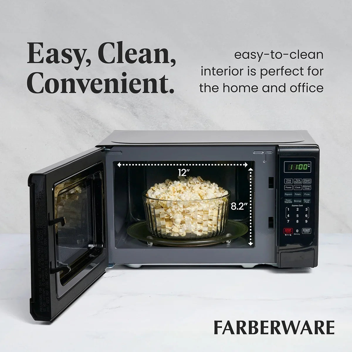 Farberware Countertop Microwave Oven with LED Lighting & Child Lock, 0.7 Cu Ft Black - image 6