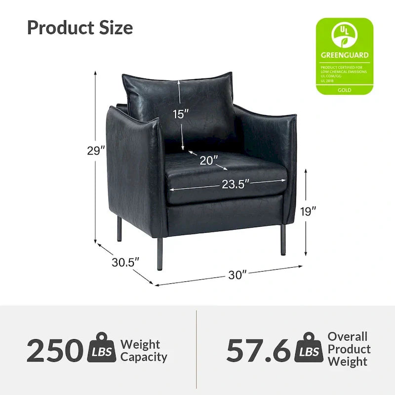 Set of 2 Jaime Modern Vegan Leather Accent Chairs with Metal Legs by HULALA HOME - image 36
