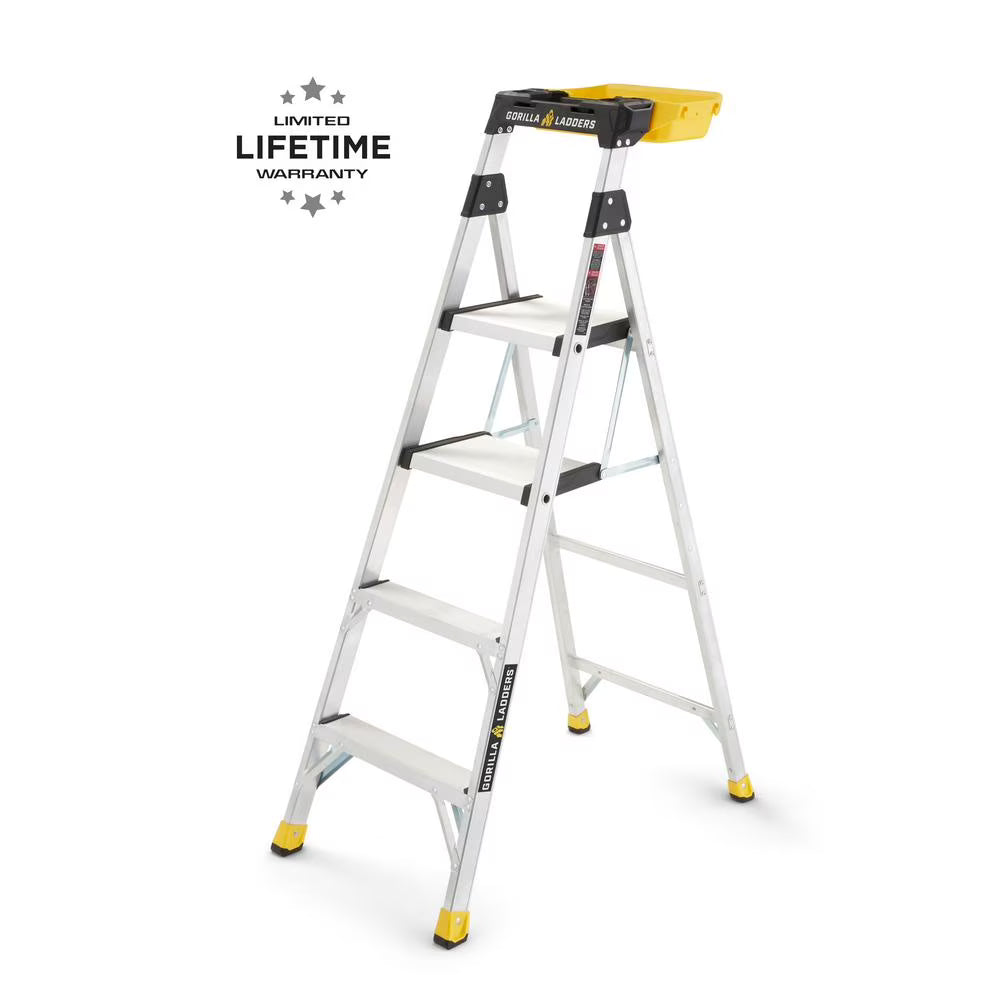 Gorilla Ladders Removable Dual Platform Heavy Duty Ladder with Project Bucket, 5.5 Ft, Aluminum, Multicolor - image 1