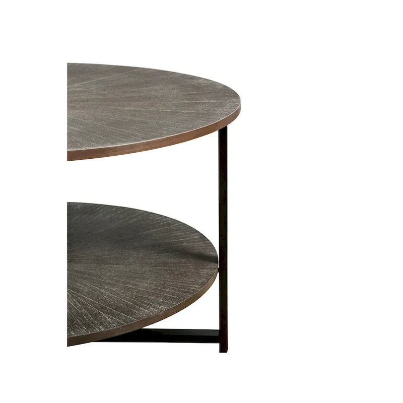 Two-Tier Round Coffee Table with Storage - image 22