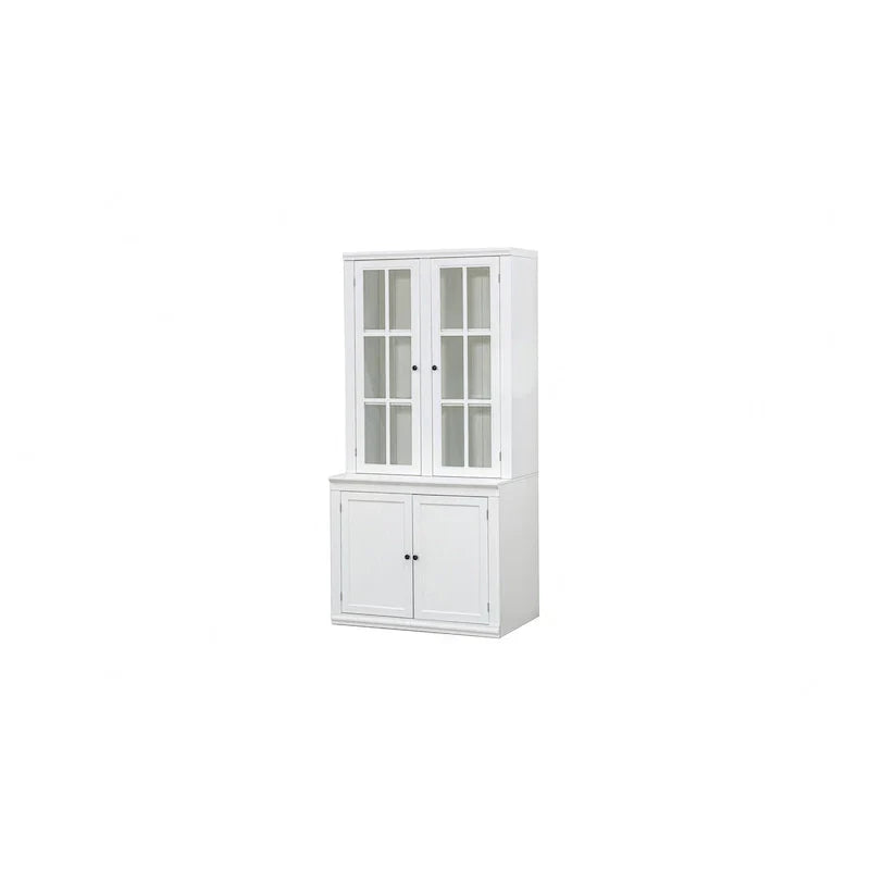 75.25-Inch Tall Traditional Display Cabinet with Tempered Glass Double Doors – Perfect for Living Room, Kitchen, and Home - image 4
