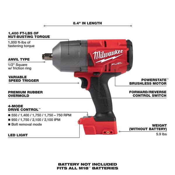 M18 FUEL 18-Volt Lithium-Ion Brushless Cordless Combo Kit (5-Tool) with 1/2 in. Impact Wrench with Friction Ring - image 6