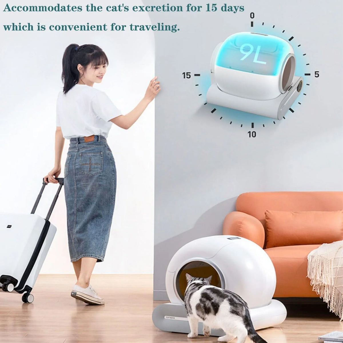 Self-Cleaning Cat Litter Box, Smart Cat Litter Cleaning Robot with APP Control, Automatic Cat Litter Box, Secure Alert/Health Monitor/Ionic Deodorizer/for Multiple Cats Updated - image 14
