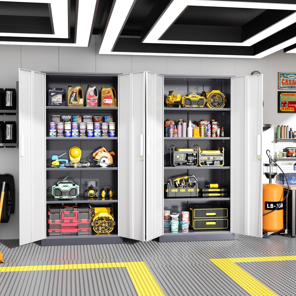SOLAURA 71" Metal Garage Storage Cabinet with Locking Doors and Adjustable Shelves for Home, Office(Black) - image 31