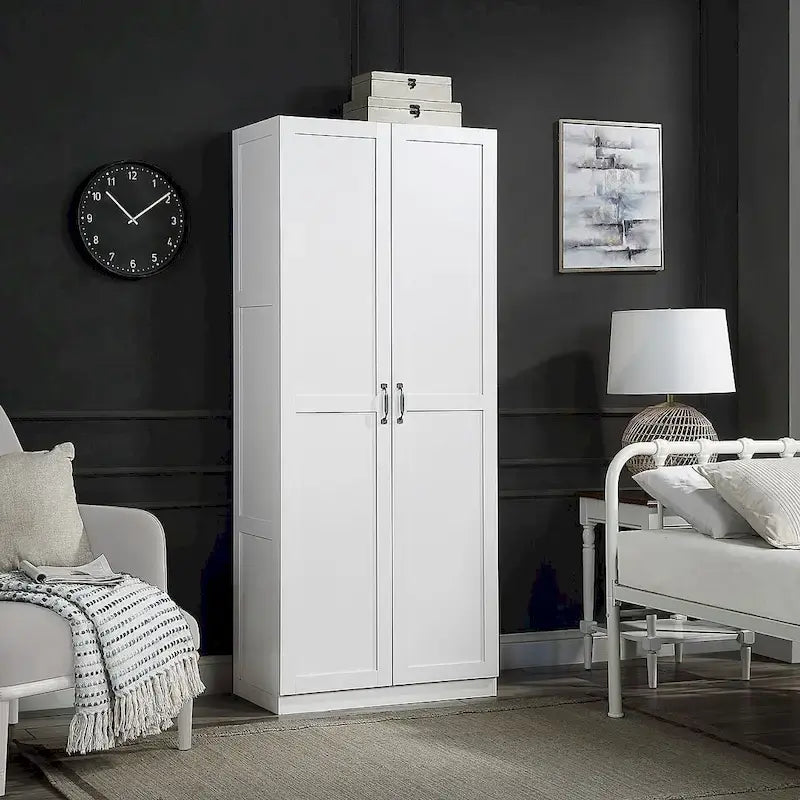 Modern Storage Wardrobe Cabinet with Doors and Multi Compartment Shelves - image 6