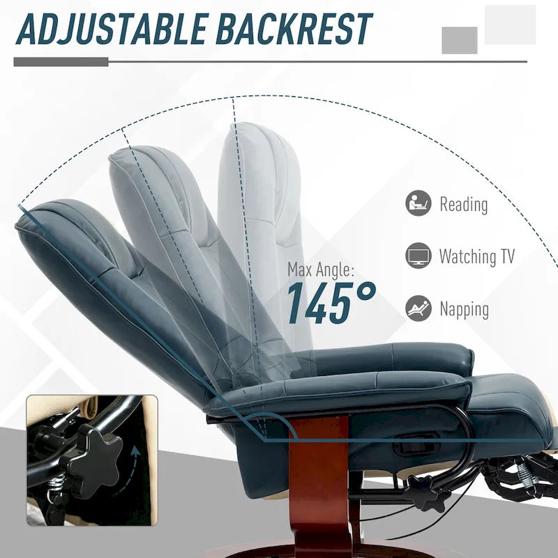 HomCom Faux Leather Adjustable Manual Swivel Base Recliner Chair with Comfortable and Relaxing Footrest - image 10