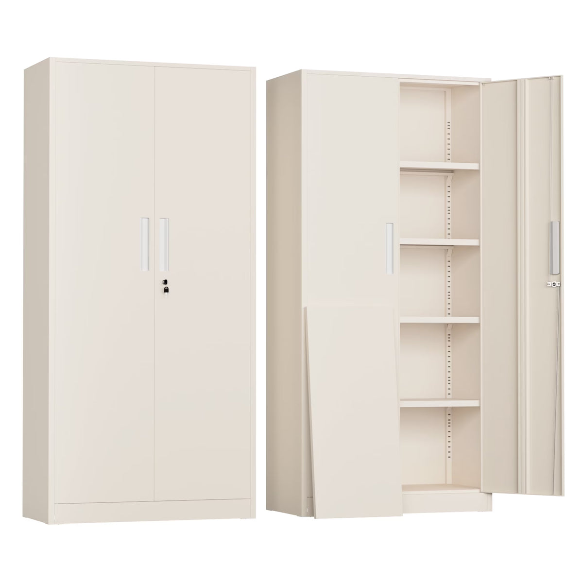 SOLAURA 71" Metal Garage Storage Cabinet with Locking Doors and Adjustable Shelves for Home, Office(Black) - image 11