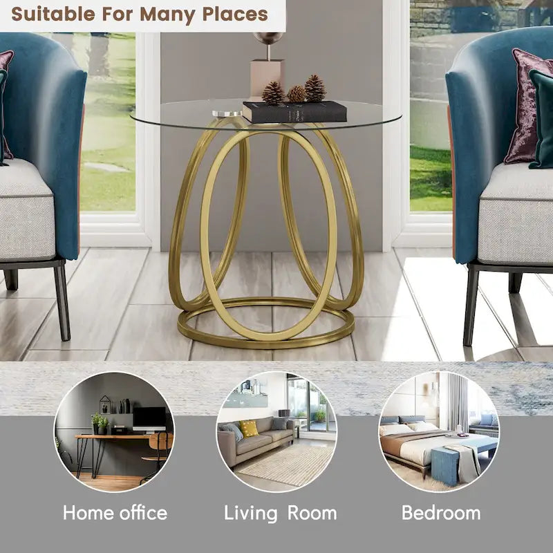 Myhozm Glass Side Table for Living Room with Sturdy Metal Frame - image 9