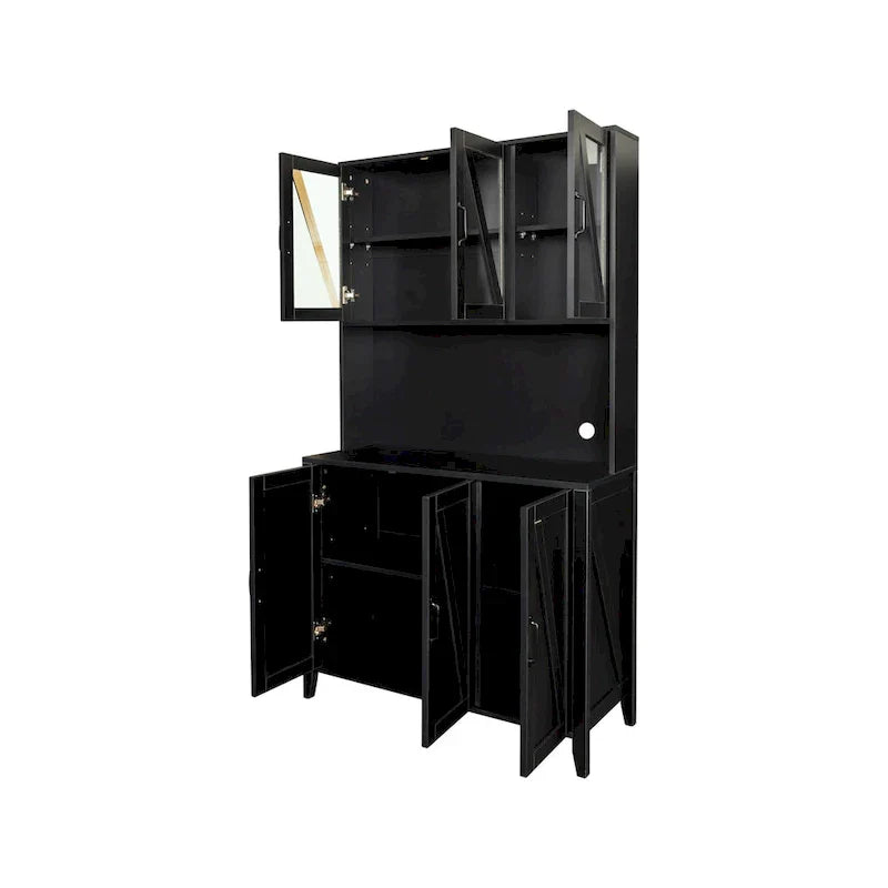 Spacious Kitchen Pantry Storage Cabinet Featuring Glass Doors - image 14