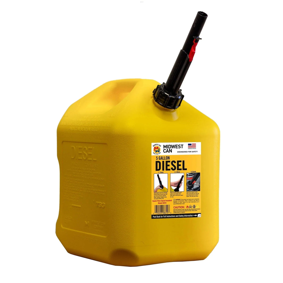 Midwest Can Company 5 Gallon Diesel Can Fuel Container w/ Auto Shut Off (4 Pack) - image 2